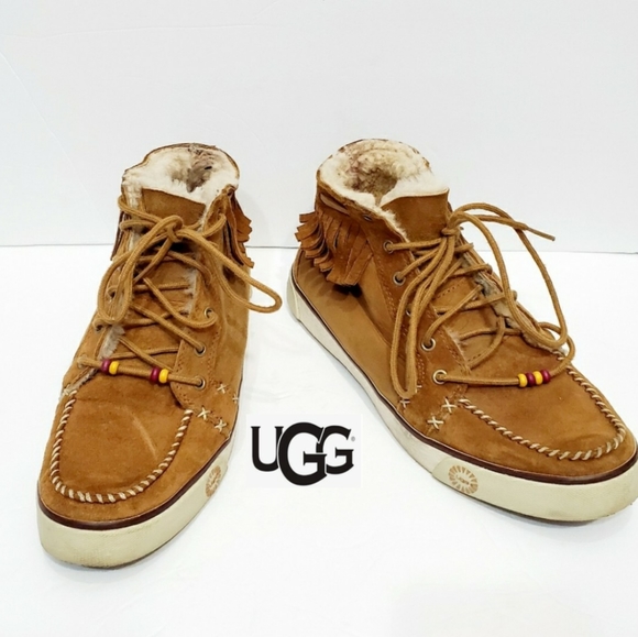 UGG Shoes - Ugg Arianni chestnut fringe high top lace shoes 9
